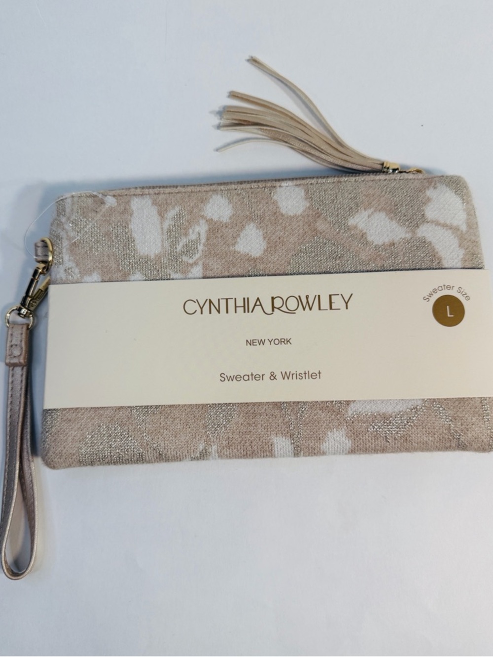 Cynthia Rowley Taupe & Ivory Sweater Wristlet